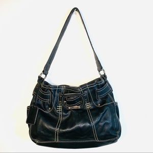 Tignanello Black Italian Leather Handbag. Med. Sz.